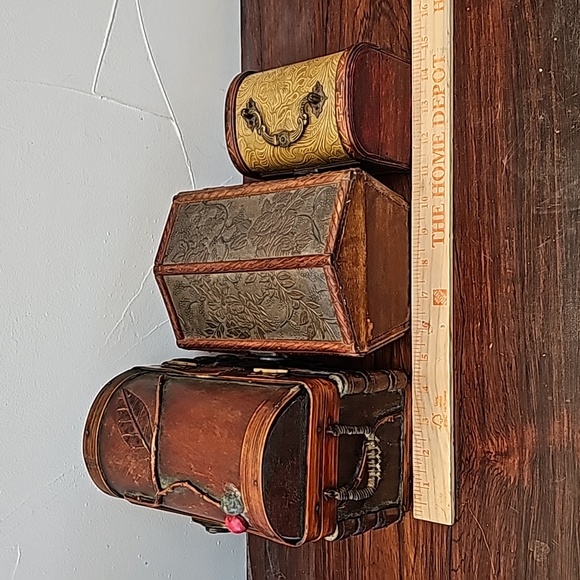 3 vintage wooden boxes with metal hinges and latch closures trinket storage - Picture 15 of 16
